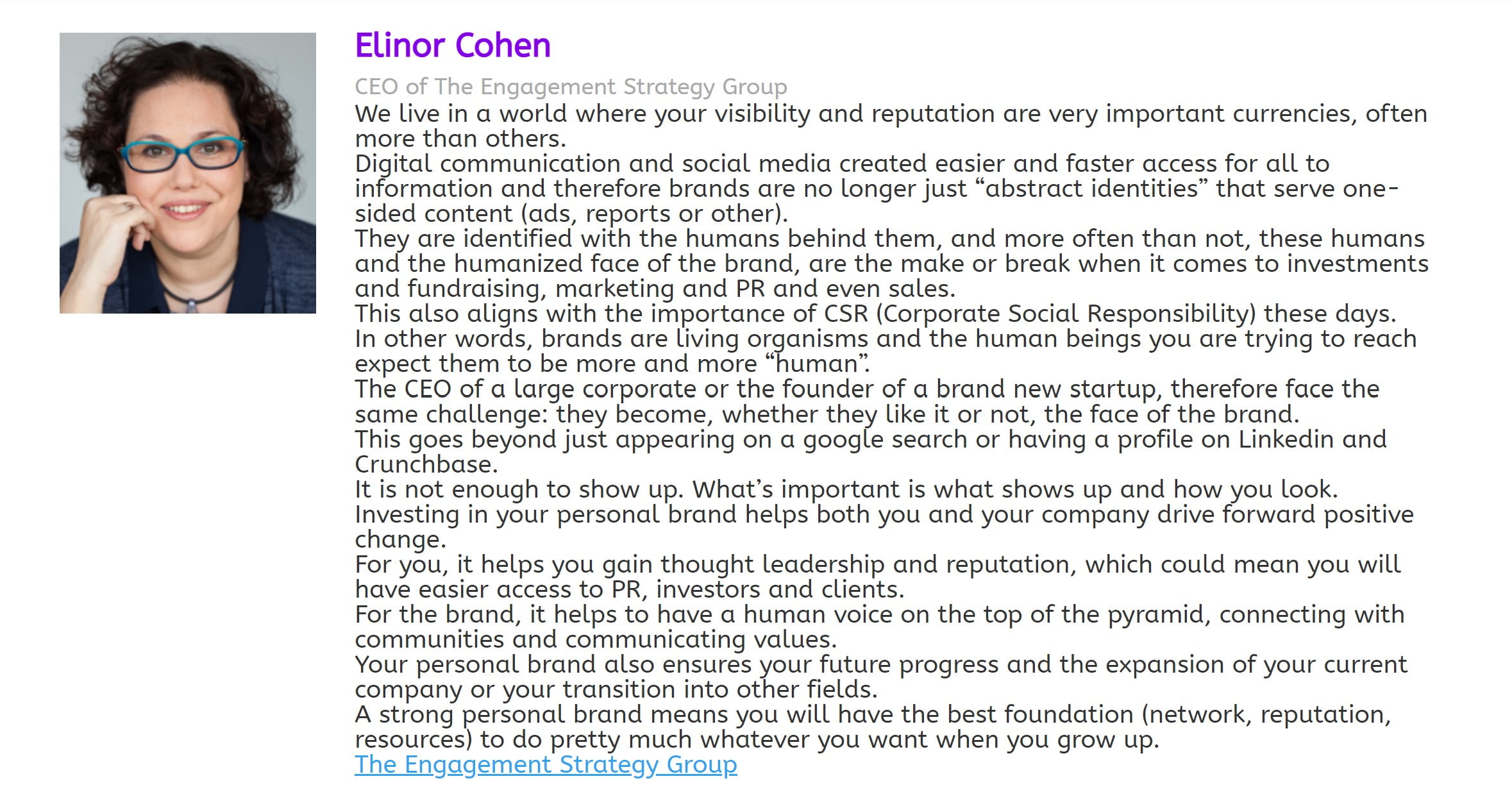 Elinor Cohen on what "personal brand" means